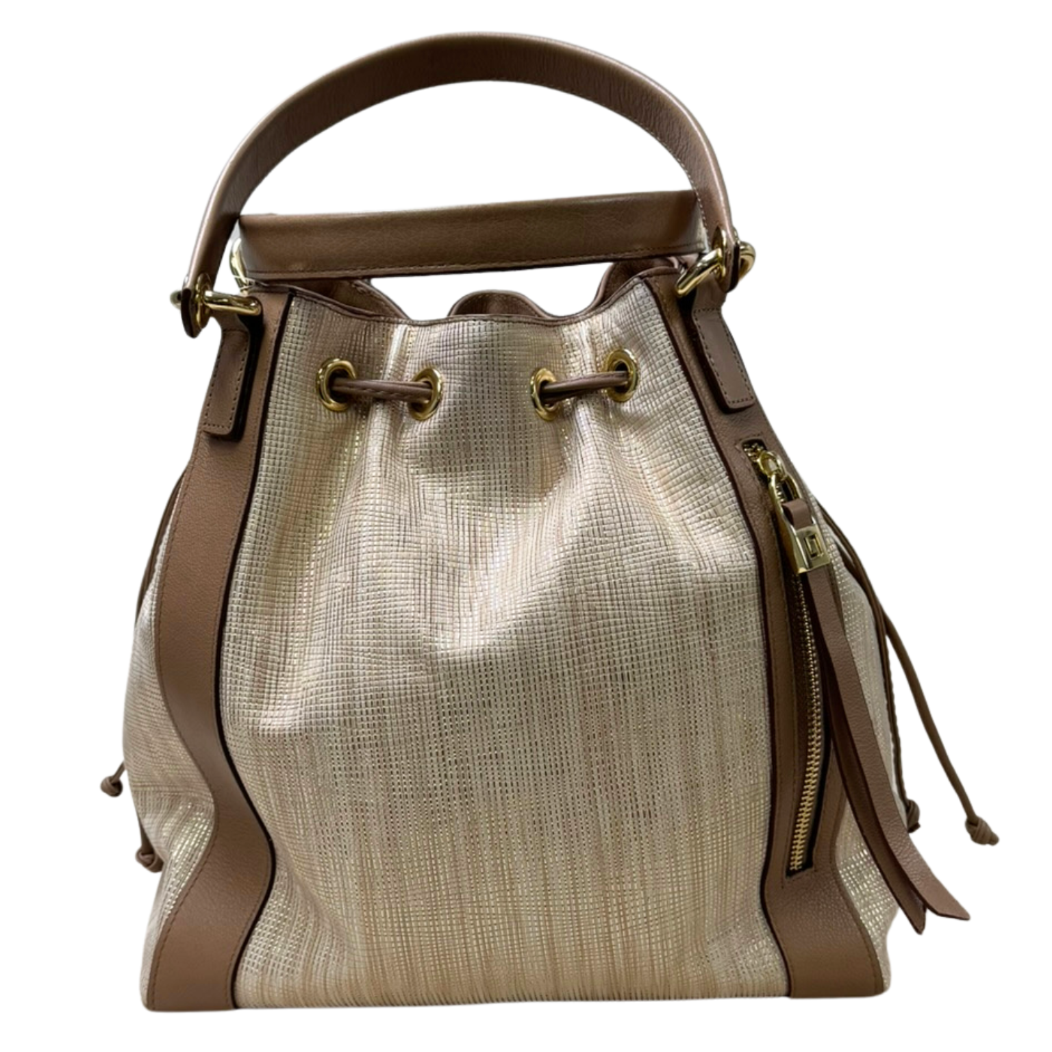 Bolsa Luz da Lua 10006643 Bucket em Couro Natural Mousse