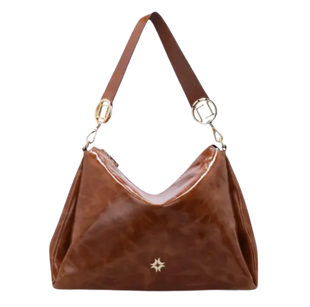 Bolsa Luz da Lua 2000631 Couro Natural Murano Verniz Ambar