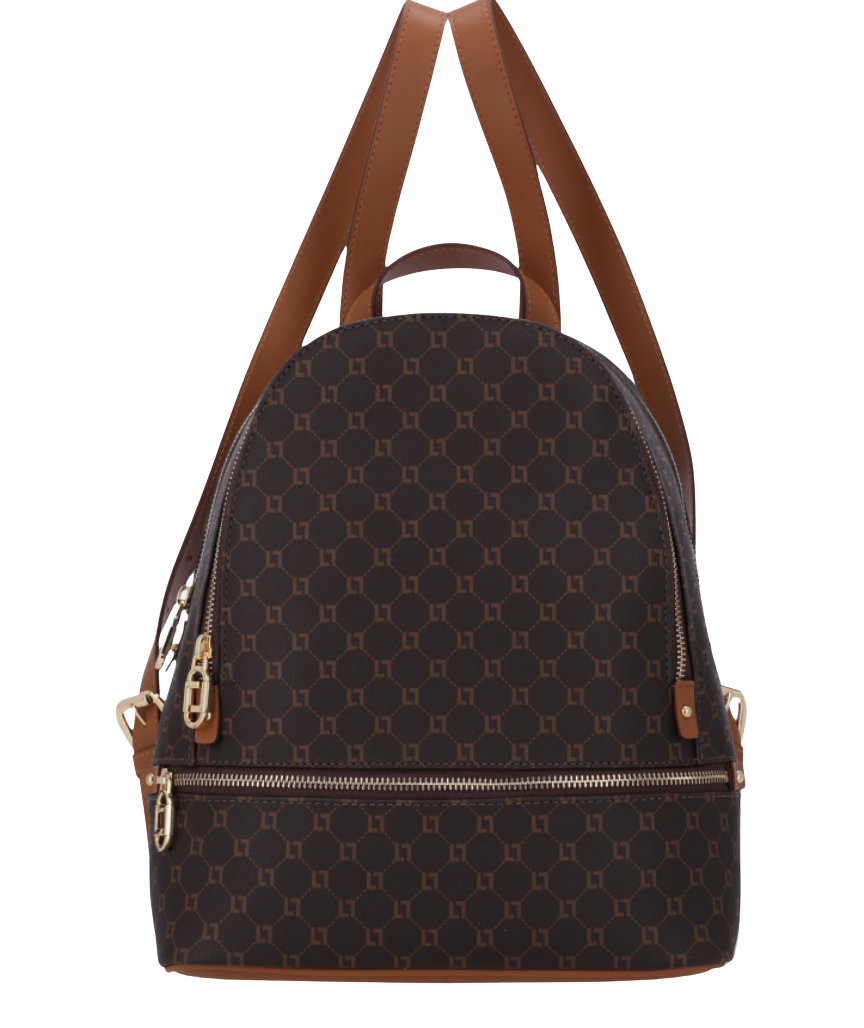Mochila Luz da Lua MC-1018 Couro Natural Monograma Café