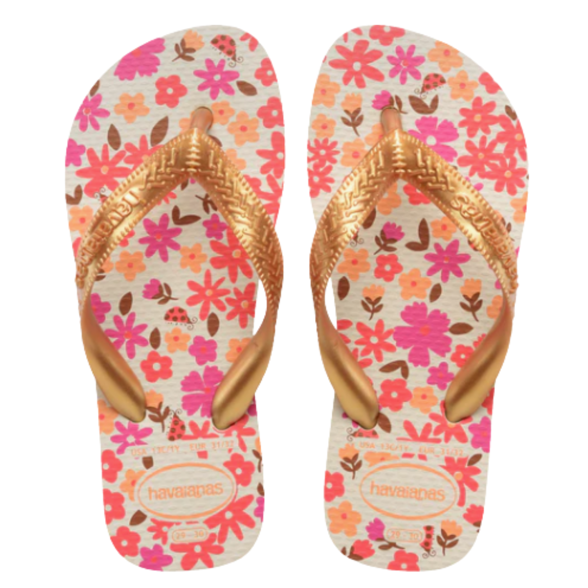 Chinelo Havaianas Kids Flores Bege