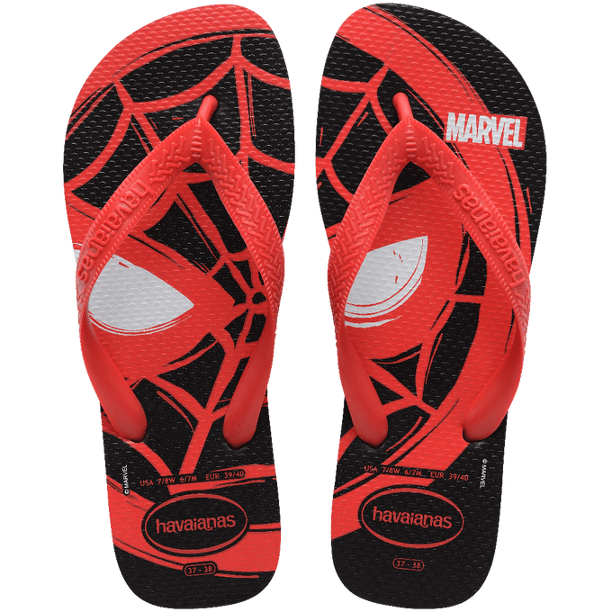 Chinelo Havaianas Top Marvel Spiderman Preto/Vermelho