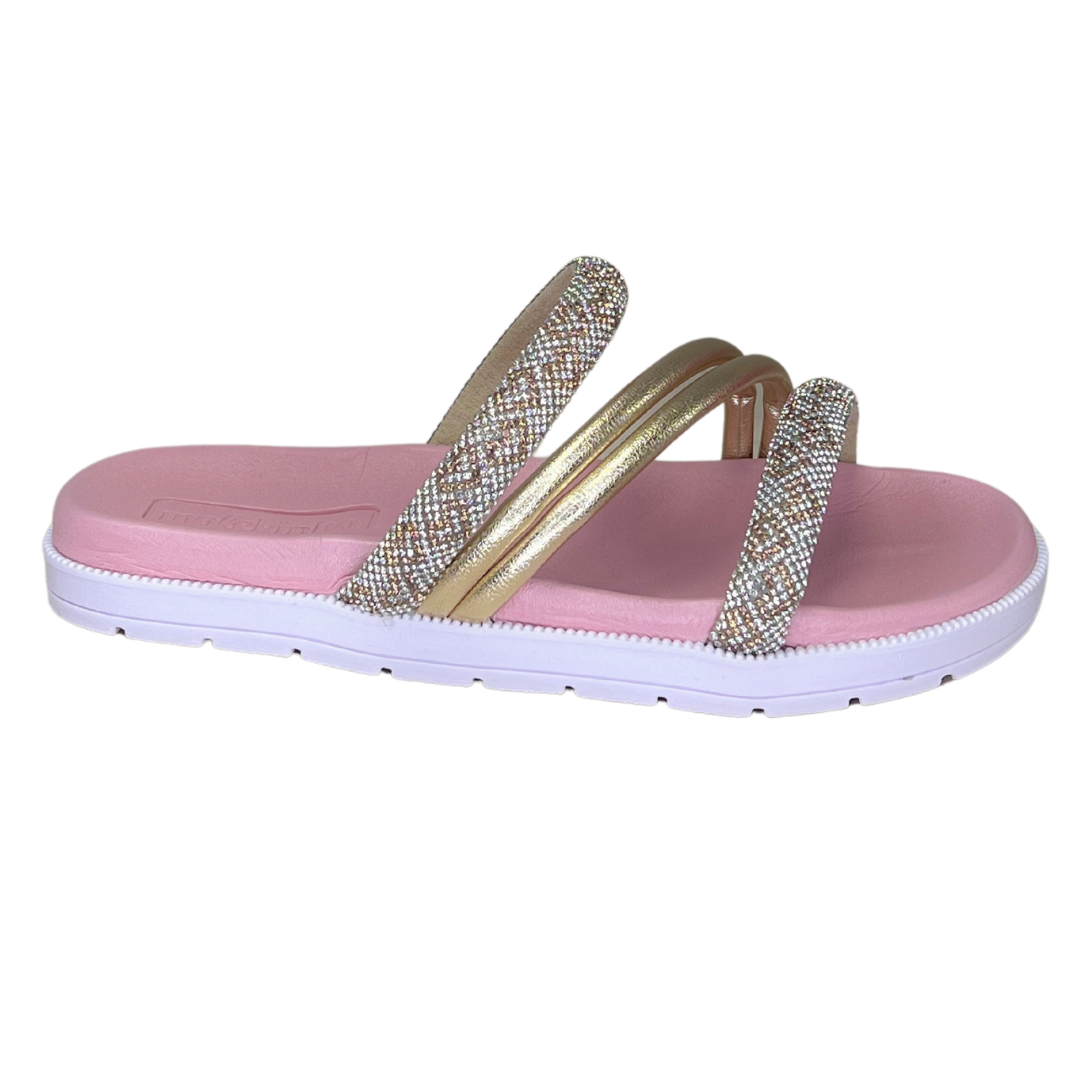 Chinelo Molekinha 2352.107 Papete com Strass Dourado