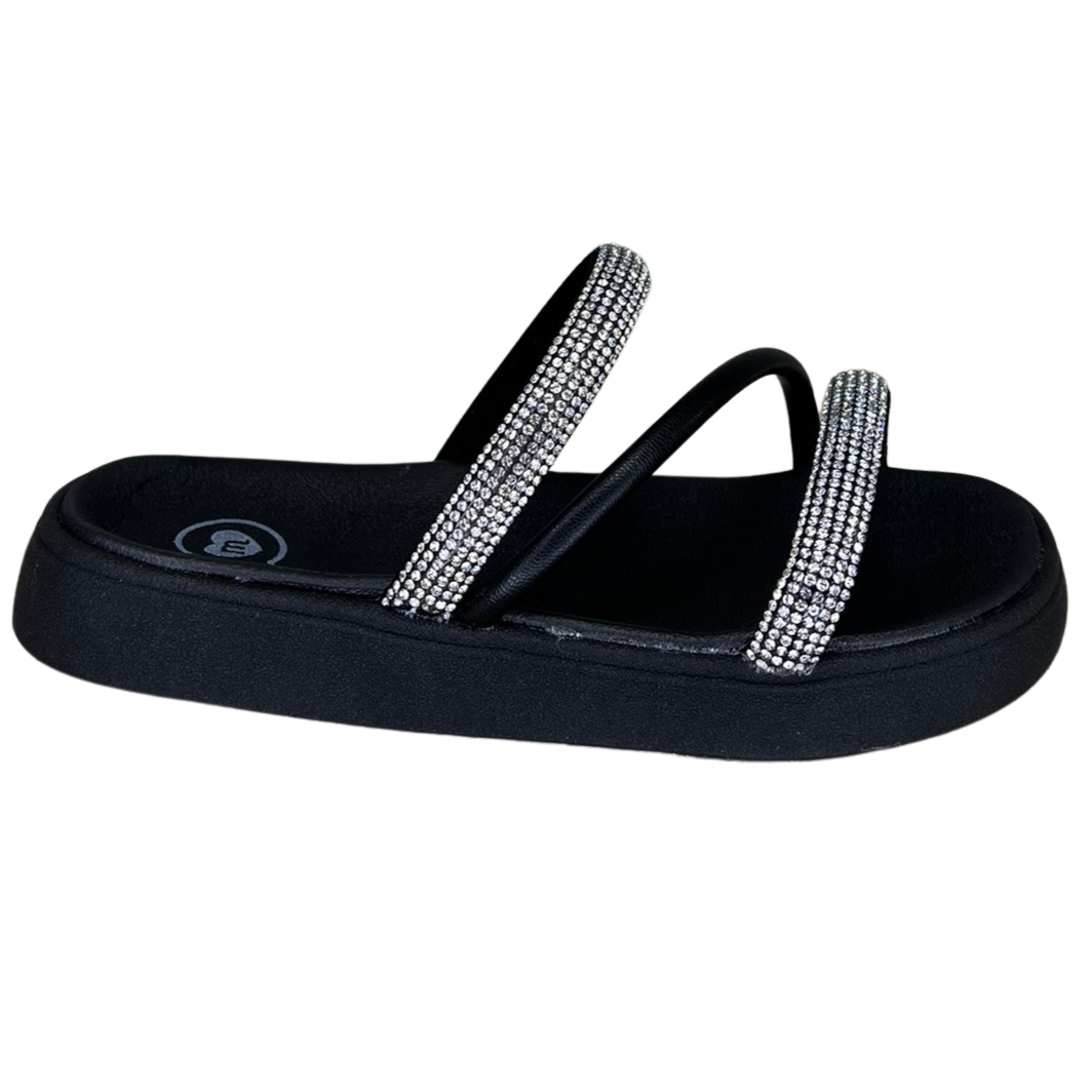 Chinelo Molekinha 2358.100 Papete com Strass Preto