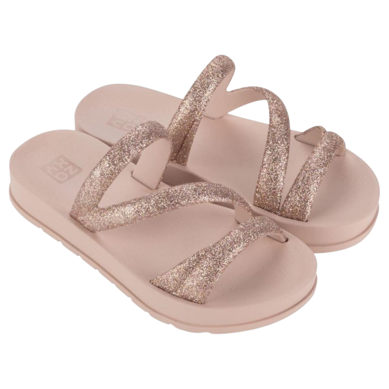 Chinelo Zaxy Glitter 19008 Nude Claro