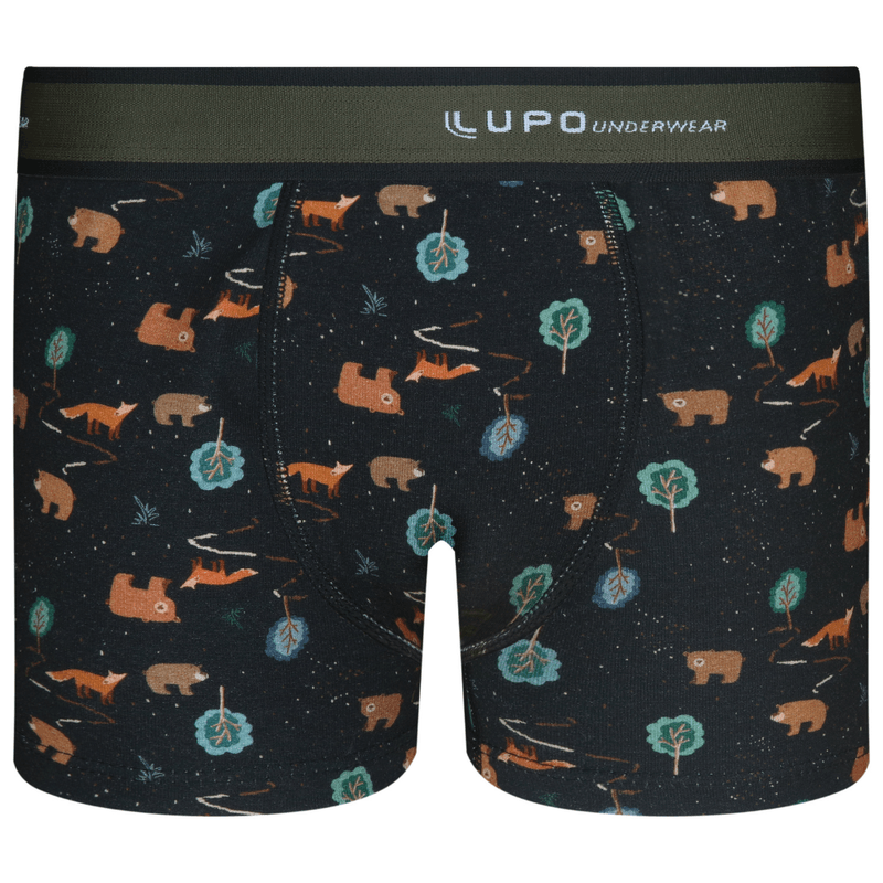 Cueca Lupo 18403-002 Boxer Kids algodão estampado Preto