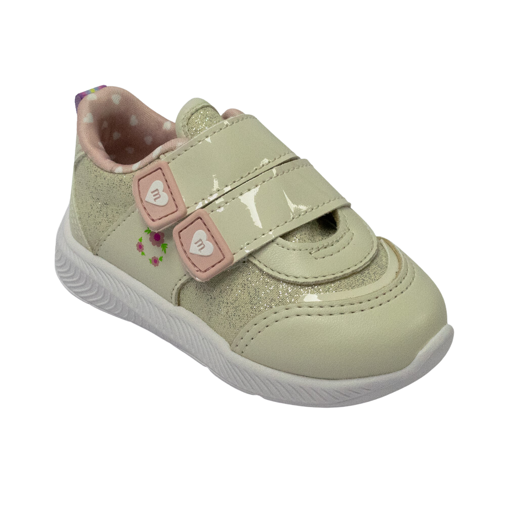 Tênis Molekinha Tecido com Glitter Off White