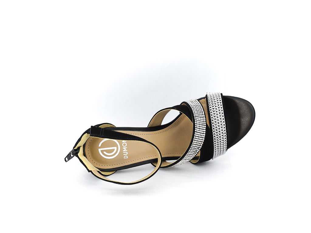 Sandália Dumond 4113422 Strass Nobuck Aveludado Preto