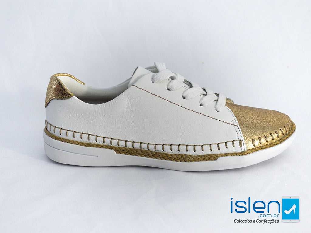 tenis usaflex branco com dourado