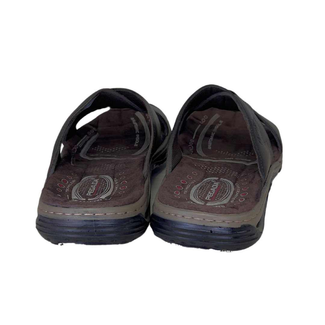 Chinelo Pegada 131661 Couro Natural Anilina Cravo - Islen Calçados