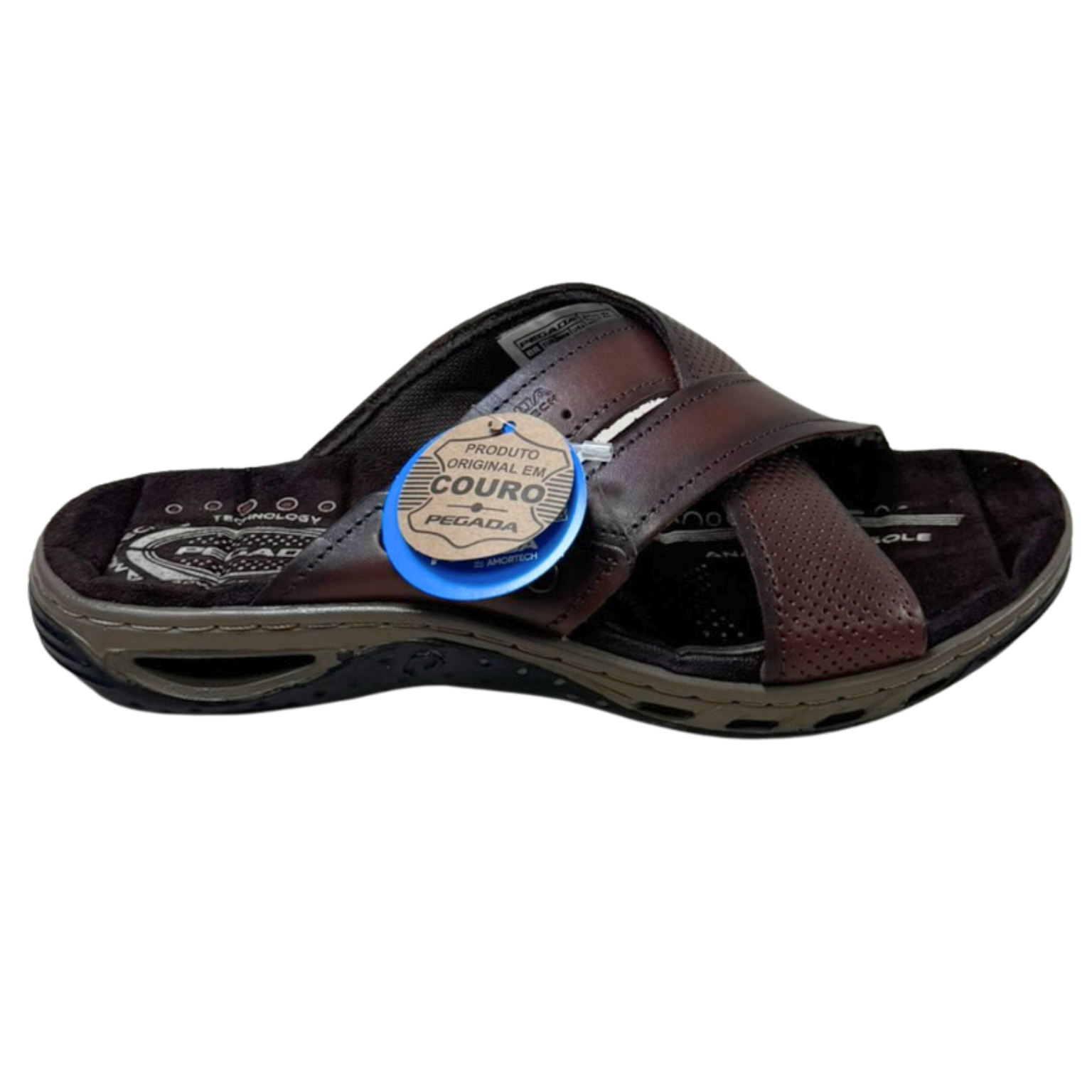 Chinelo Pegada 131675-01 Couro Natural Anilina Pinhão