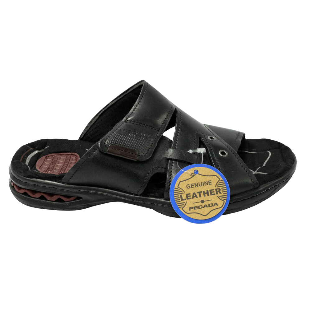 Chinelo Pegada 131955-03 Couro Natural com Ajuste Preto - Islen