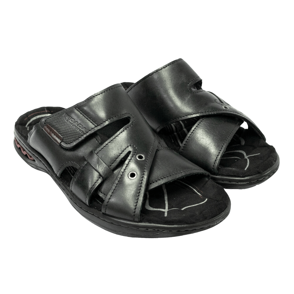 Chinelo Pegada 131955-03 Couro Natural com Ajuste Preto - Islen
