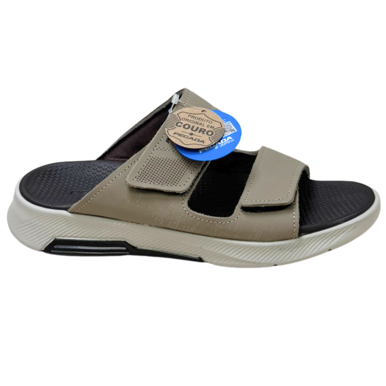 Chinelo Pegada 134704-08 Couro Textura Jeans Areia - Islen Calçados