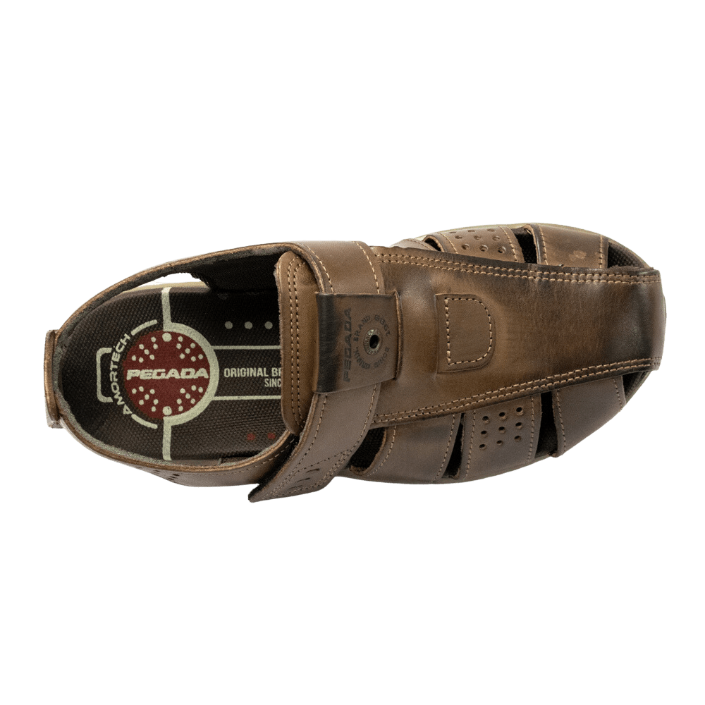 Sandália Pegada 132201-02 Couro Natural com Velcro Pinhão - Islen