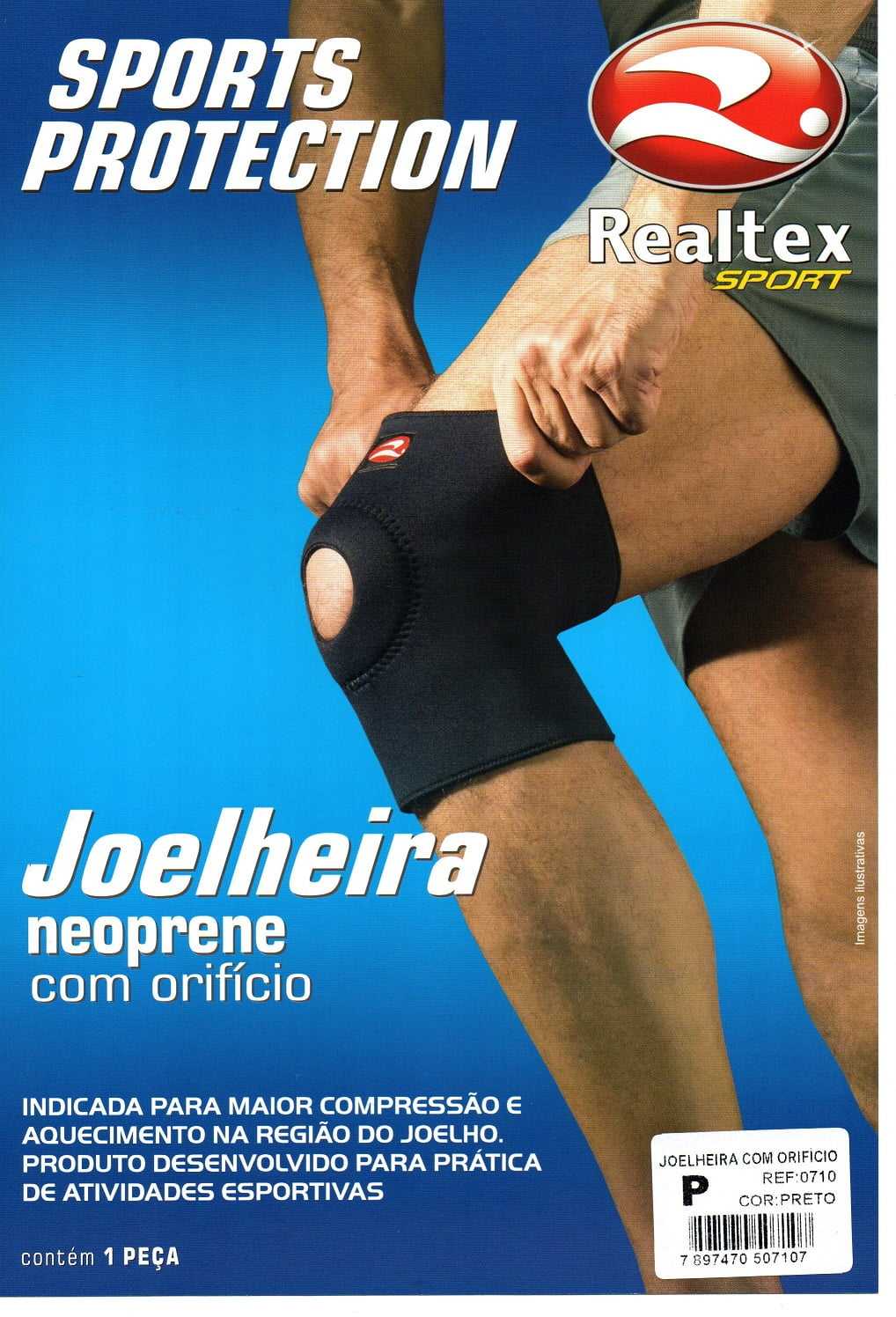 Joelheira Realtex 0710 em Neoprene com orifício para Rótula