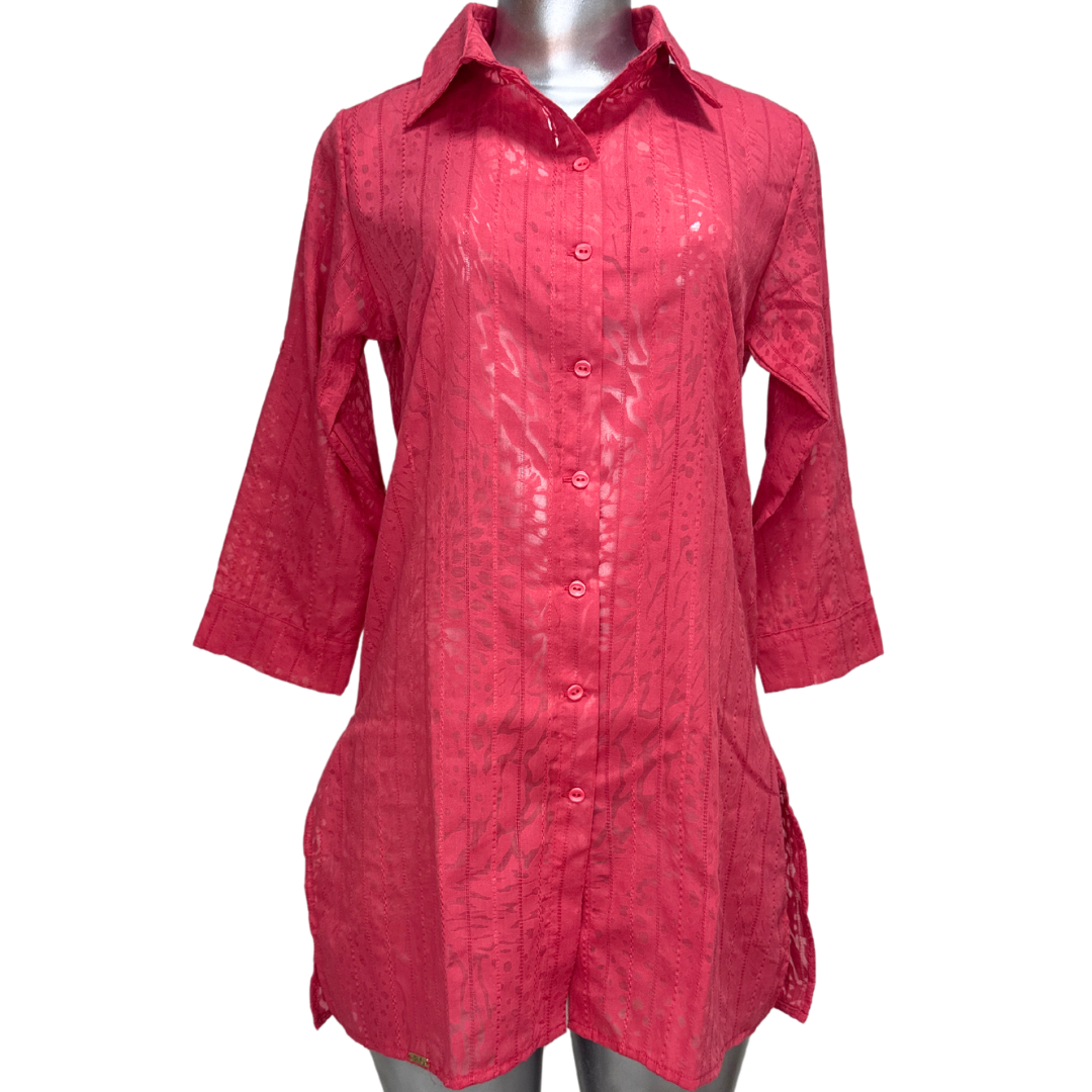 Saída de Praia 10193 Camisa Cambraia Vermelho