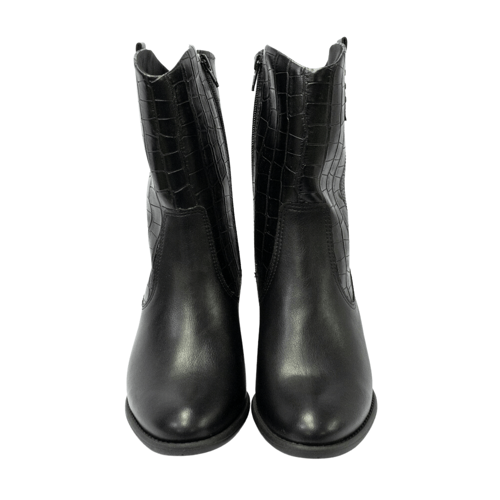 Bota ComfortFlex 2360303 Couro Vegetal Croco Preto - Islen Calçados