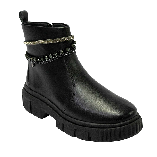 Bota Ramarim 2499105 Coturno com Strass Preto Islen Calçados