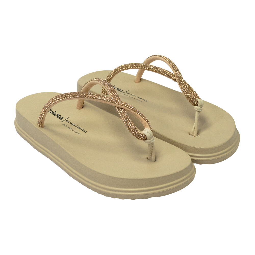 Chinelo Dakota Y6242 Rives Tule com Strass Rose - Islen Calçados