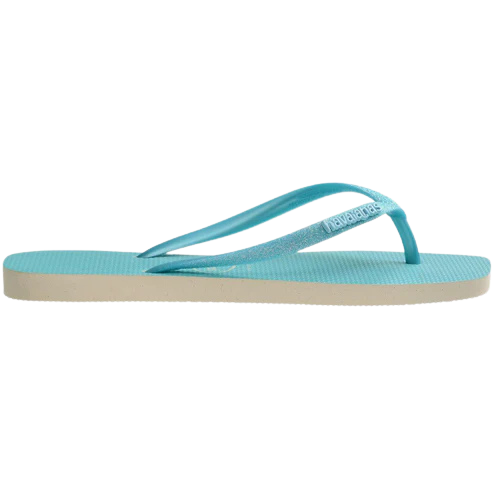 Chinelo Havaianas Slim Square Glitter Azul Neon - Islen Calçados