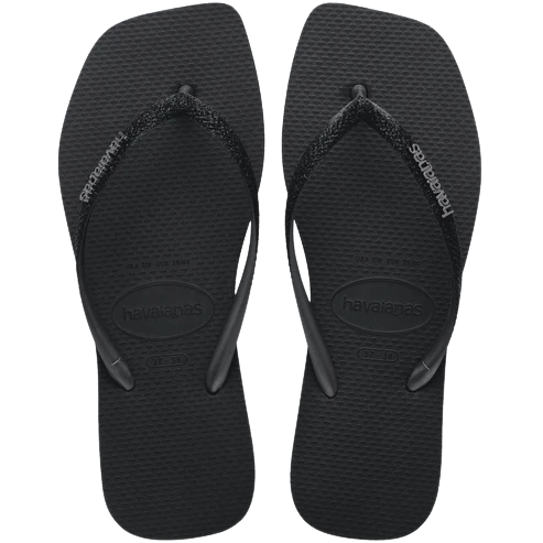 Chinelo Havaianas Slim Square Sparkle Glitter Grafite