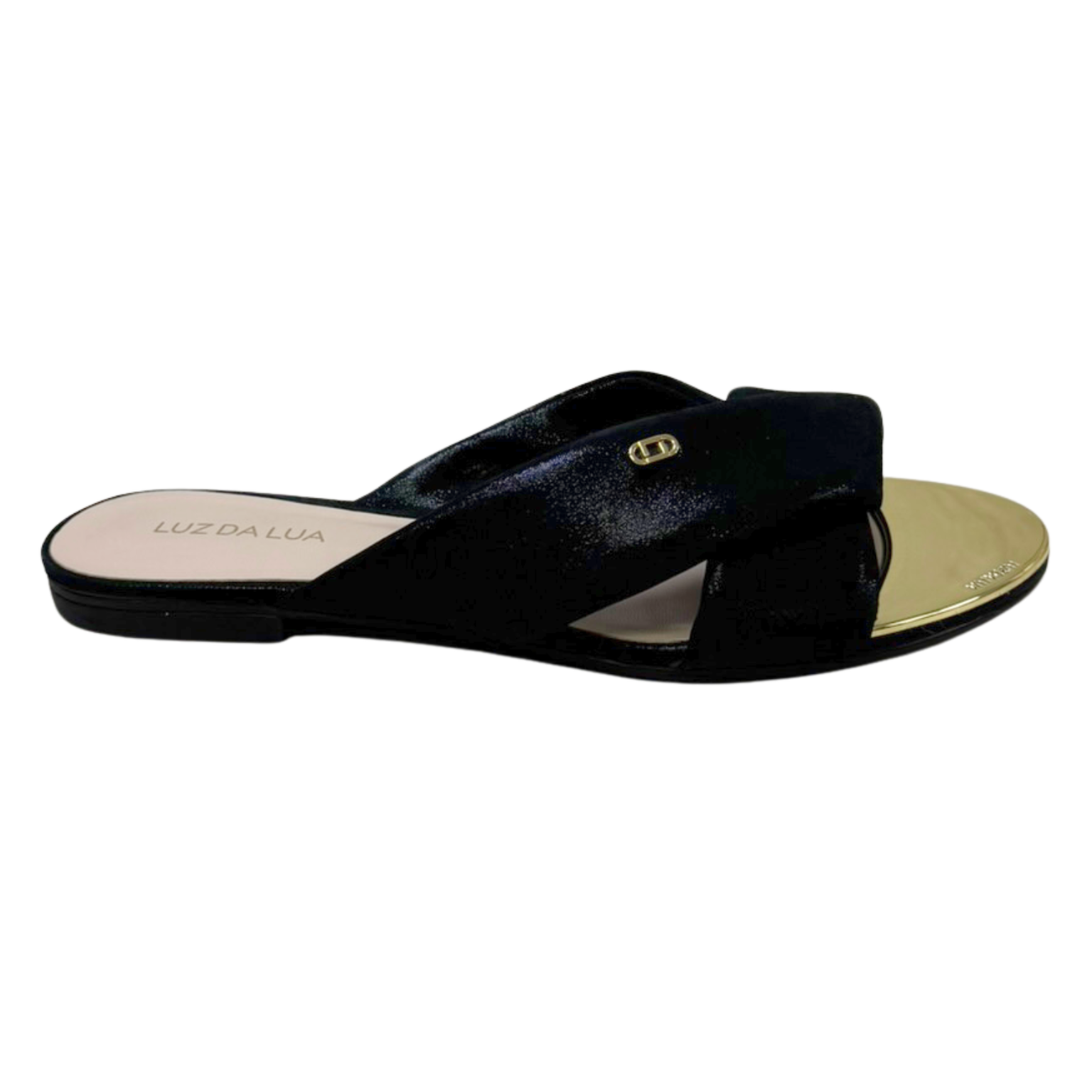 Chinelo Luz da Lua 53120036 Couro Natural Puntini Preto