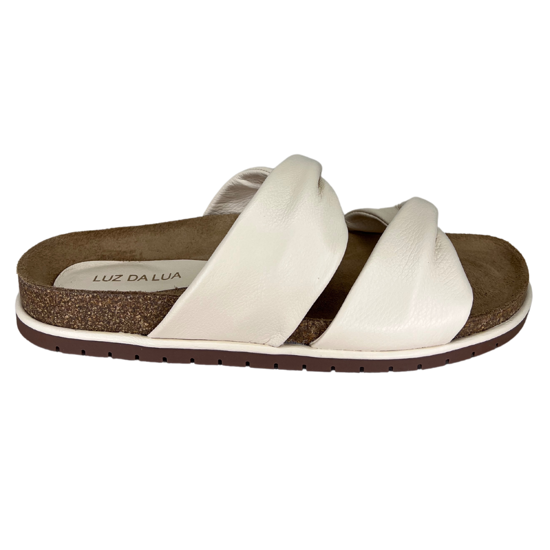 Chinelo Luz da Lua 80600005 Couro Natural Saara Marfim