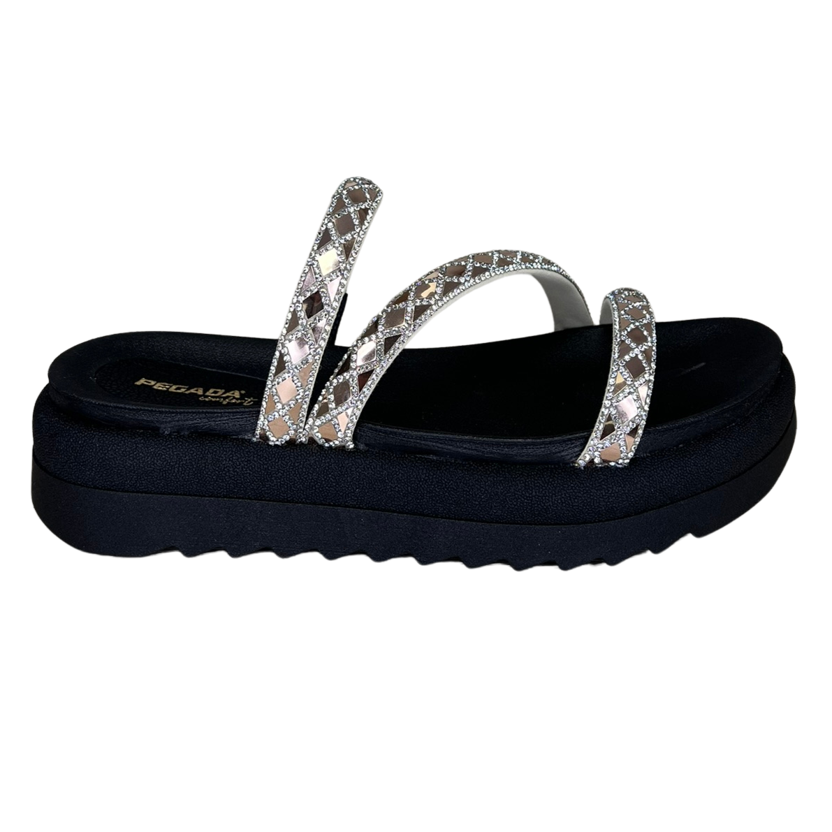 Chinelo Pegada 234453-03 Papete com tiras Strass Preto