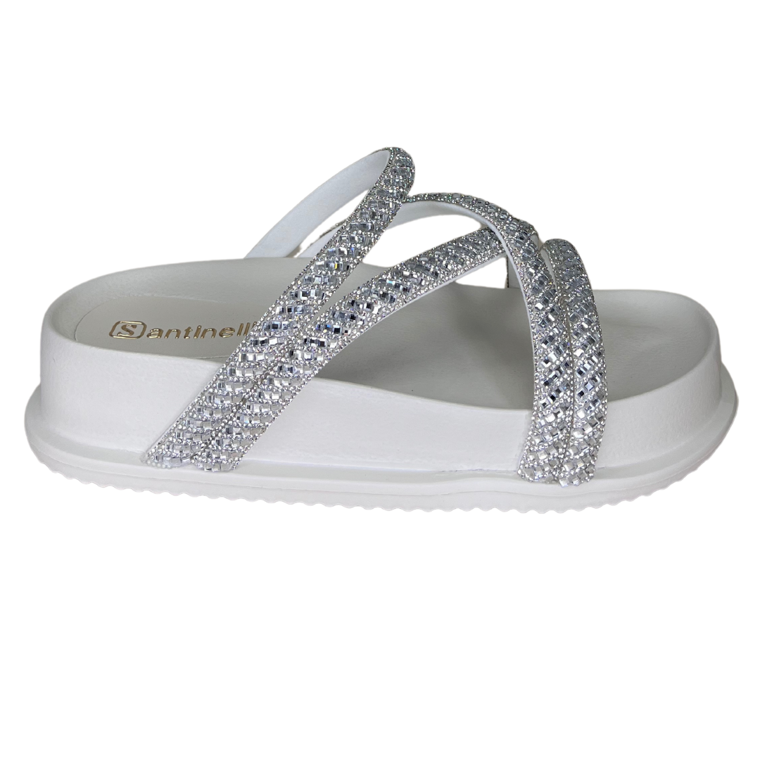 Chinelo Santinelli 1550-001-242 Papete com Strass Off White