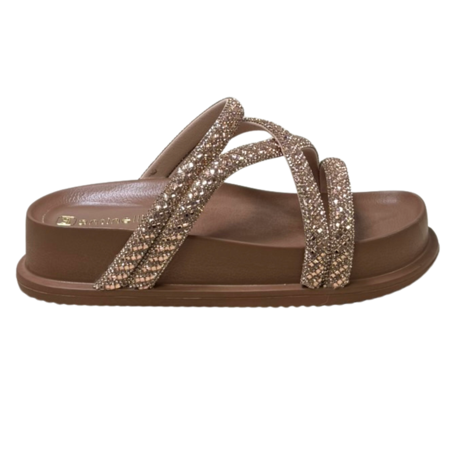 Chinelo Santinelli 1550-001-252 Papete com Strass Caramelo