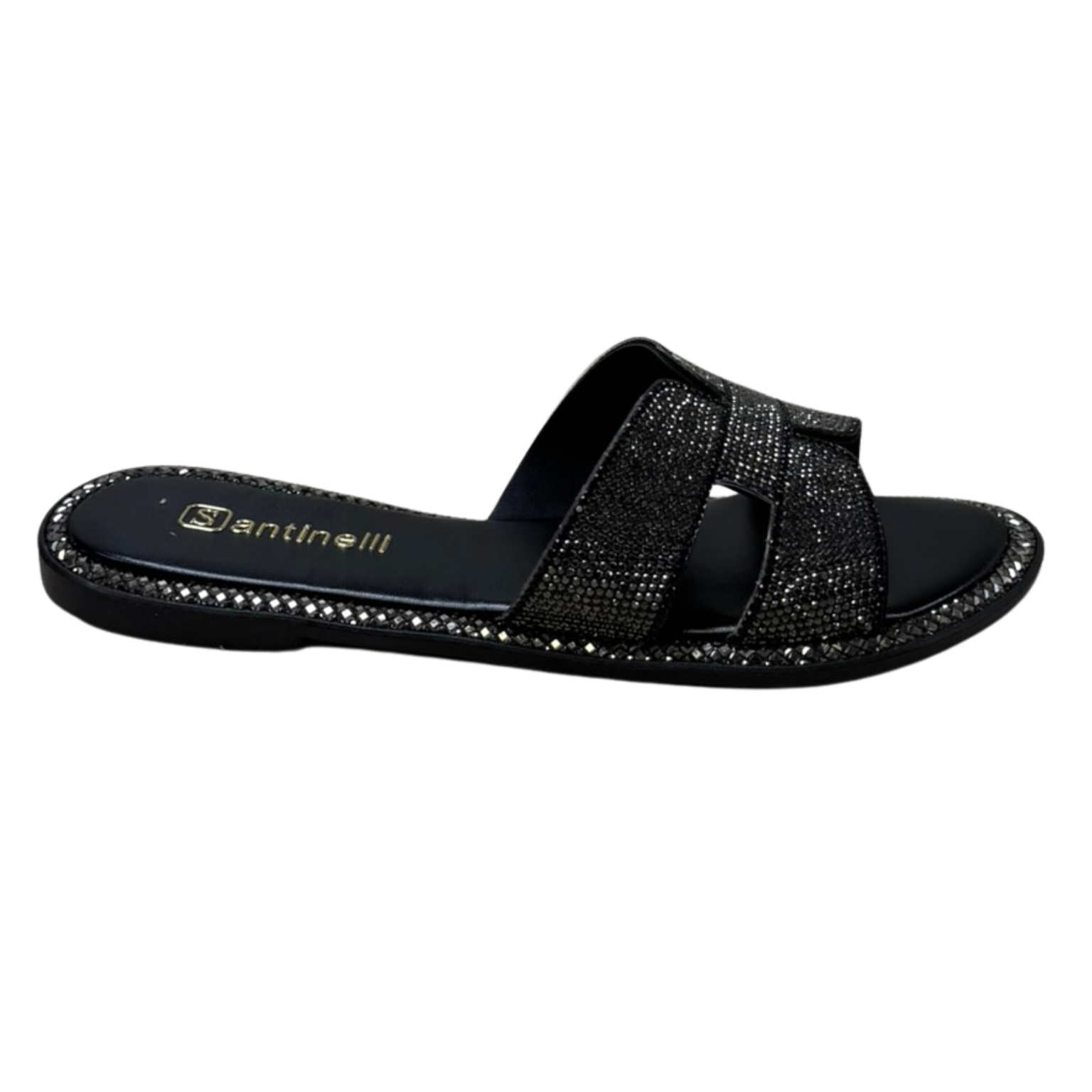 Chinelo Santinelli 1618-019-252 Rasteirinha com Strass Preto