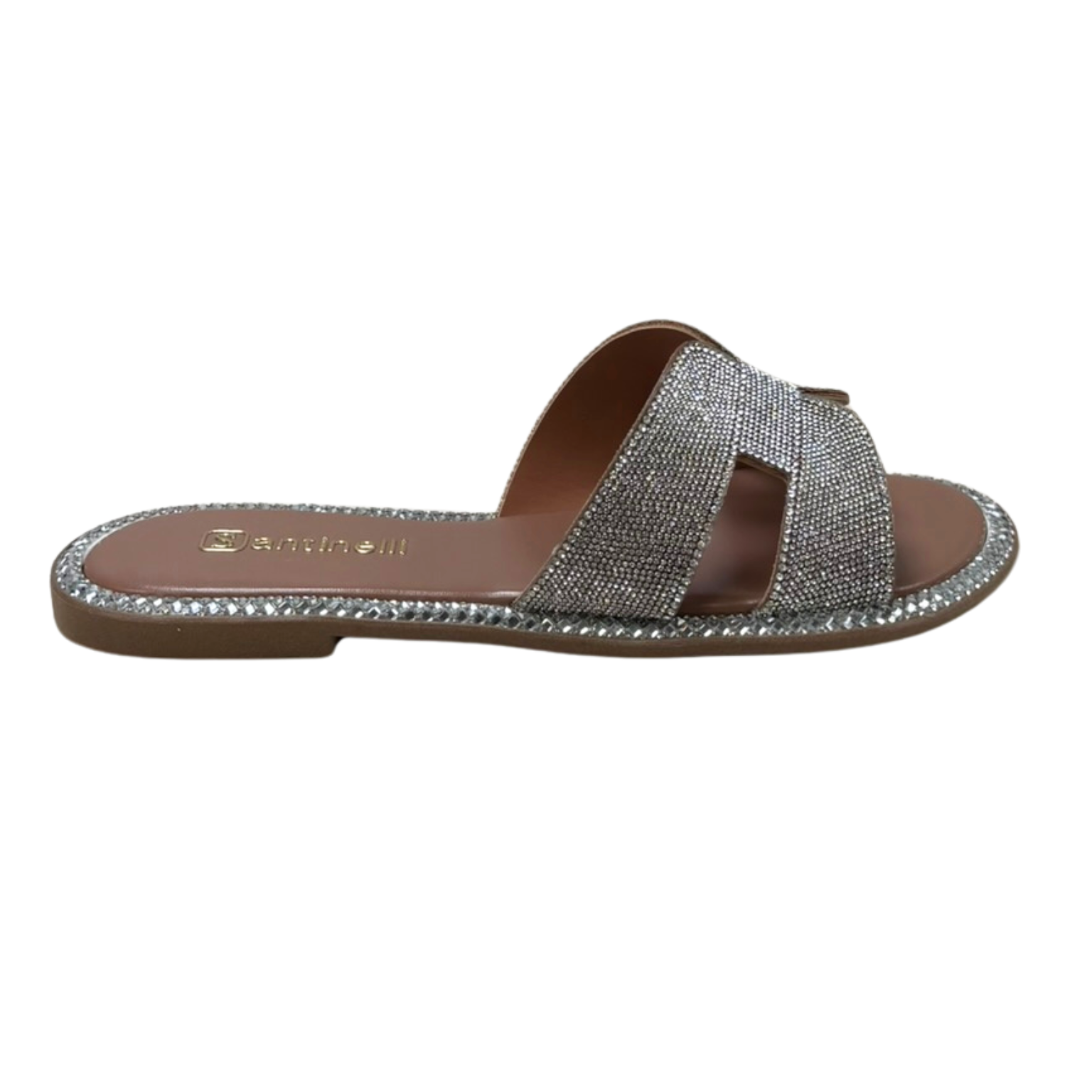 Chinelo Santinelli 1618-019-252 Rasteirinha Strass Prata