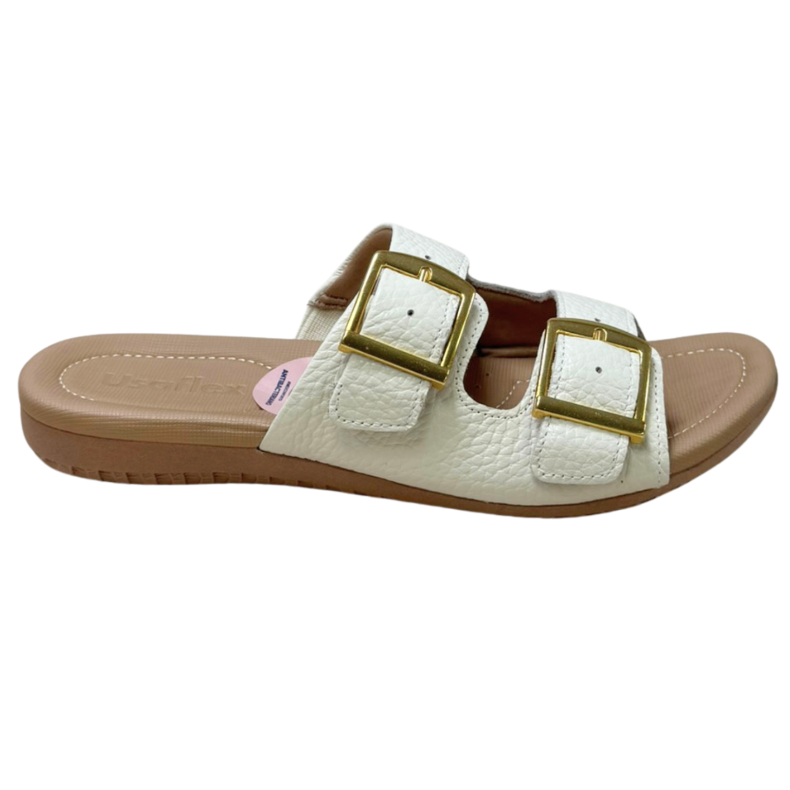 Chinelo Usaflex R1872 Couro Natural com Ajustes Marfim
