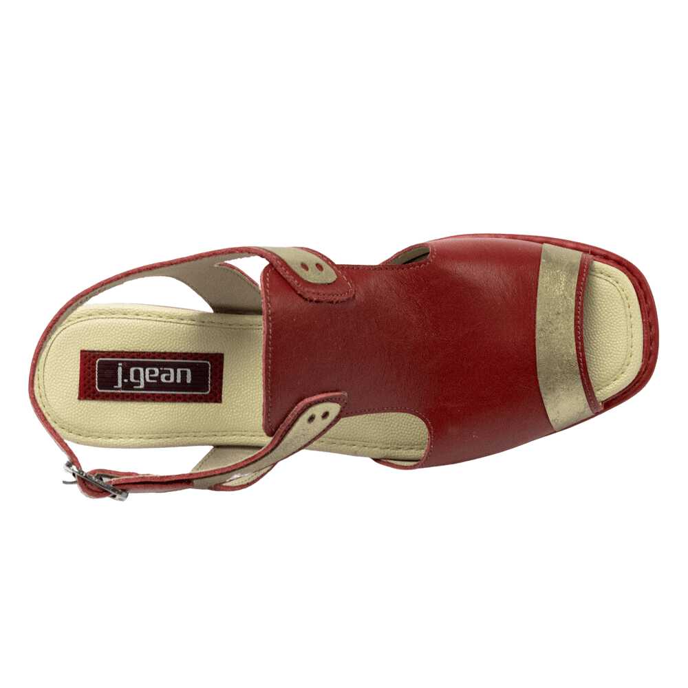 Sandália JGean EI0008 Couro Natural Vermelho - Islen Calçados