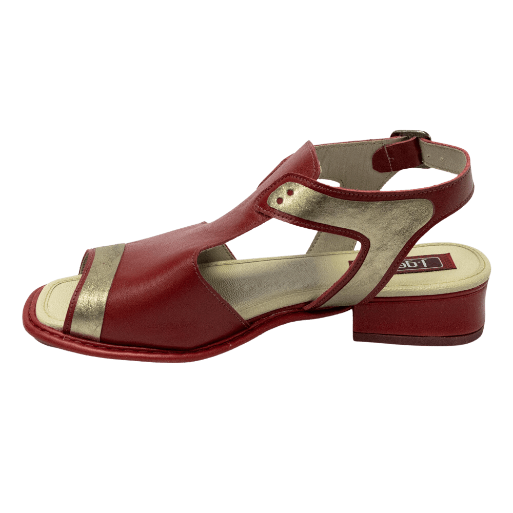 Sandália JGean EI0008 Couro Natural Vermelho Islen Calçados