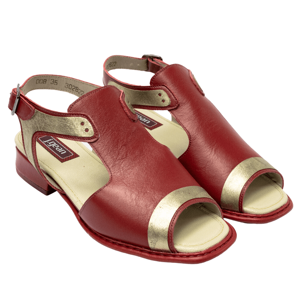 Sandália JGean EI0008 Couro Natural Vermelho Islen Calçados