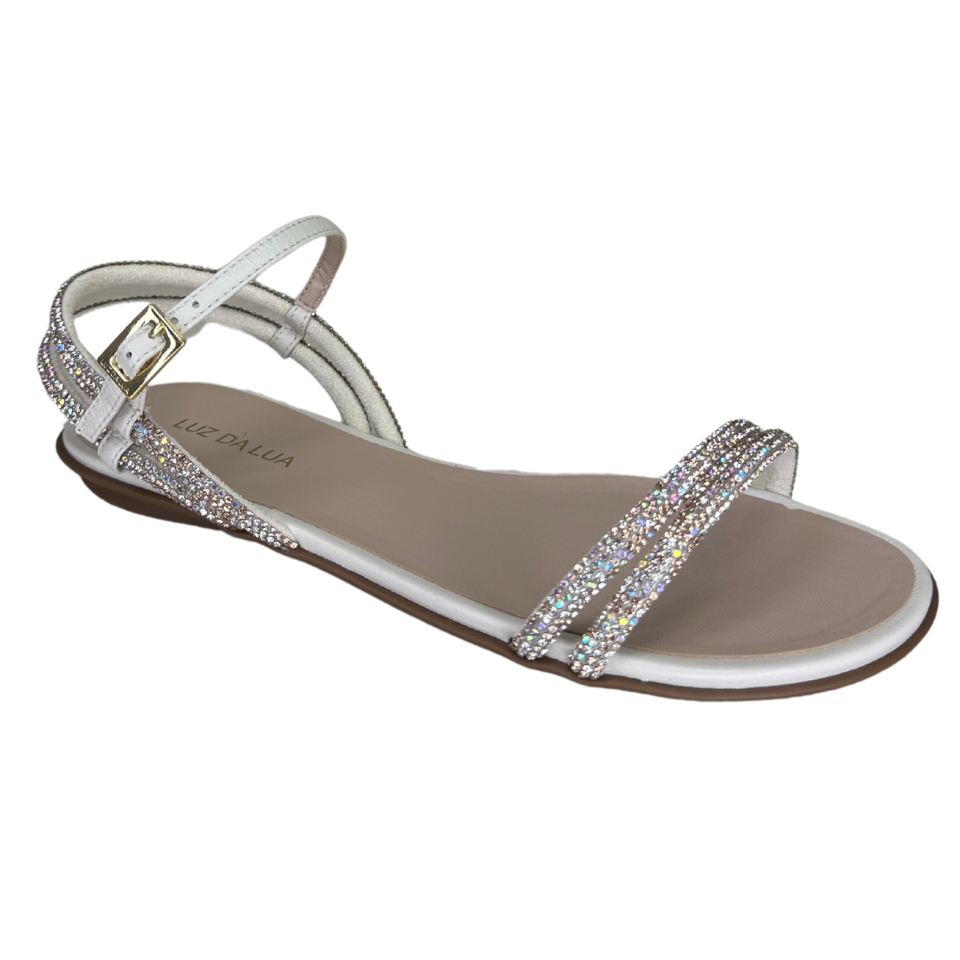 Sandália Luz da Lua 52210052 Couro Natural Strass Panna