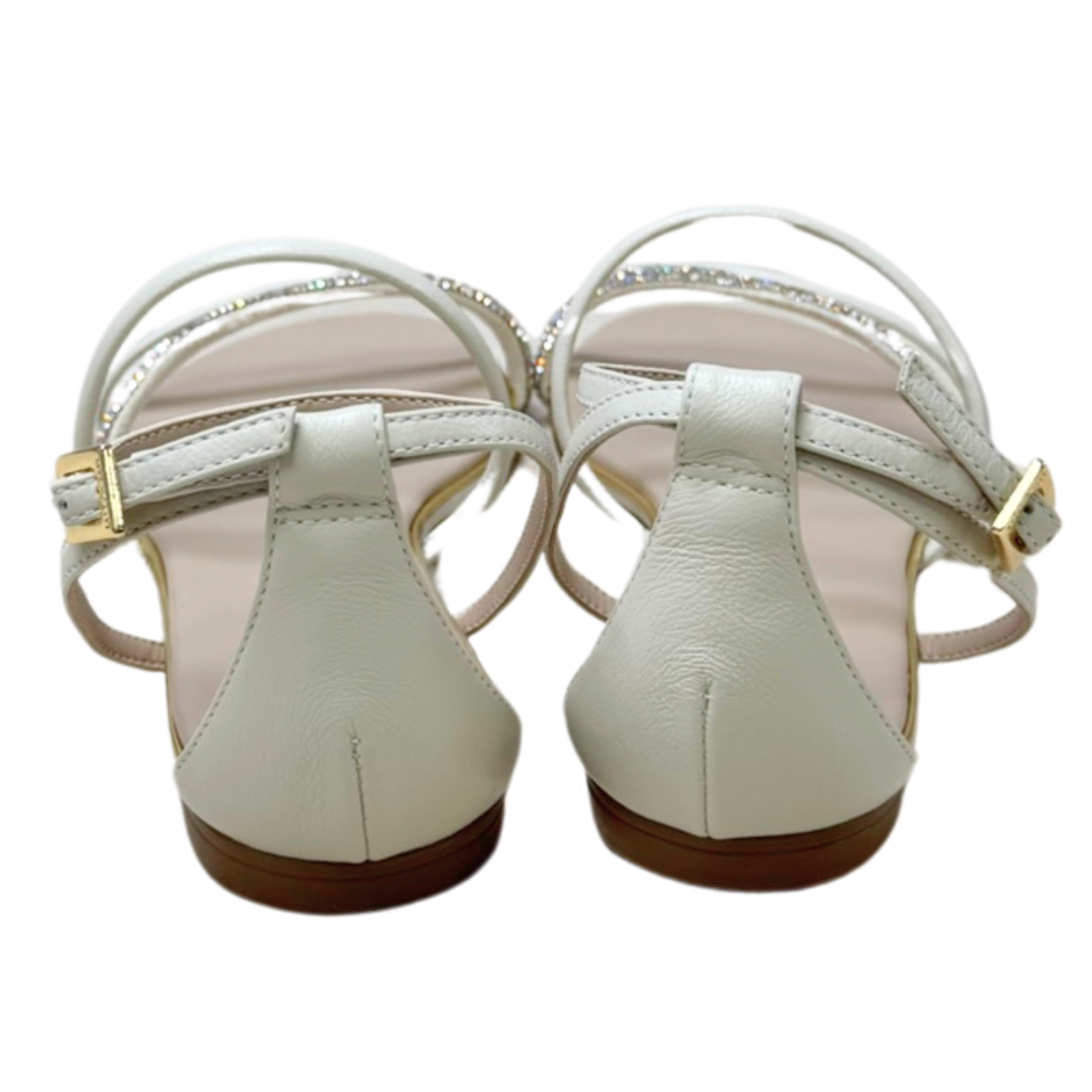 Sandália Luz da Lua 54870066 Couro Natural Strass Off White