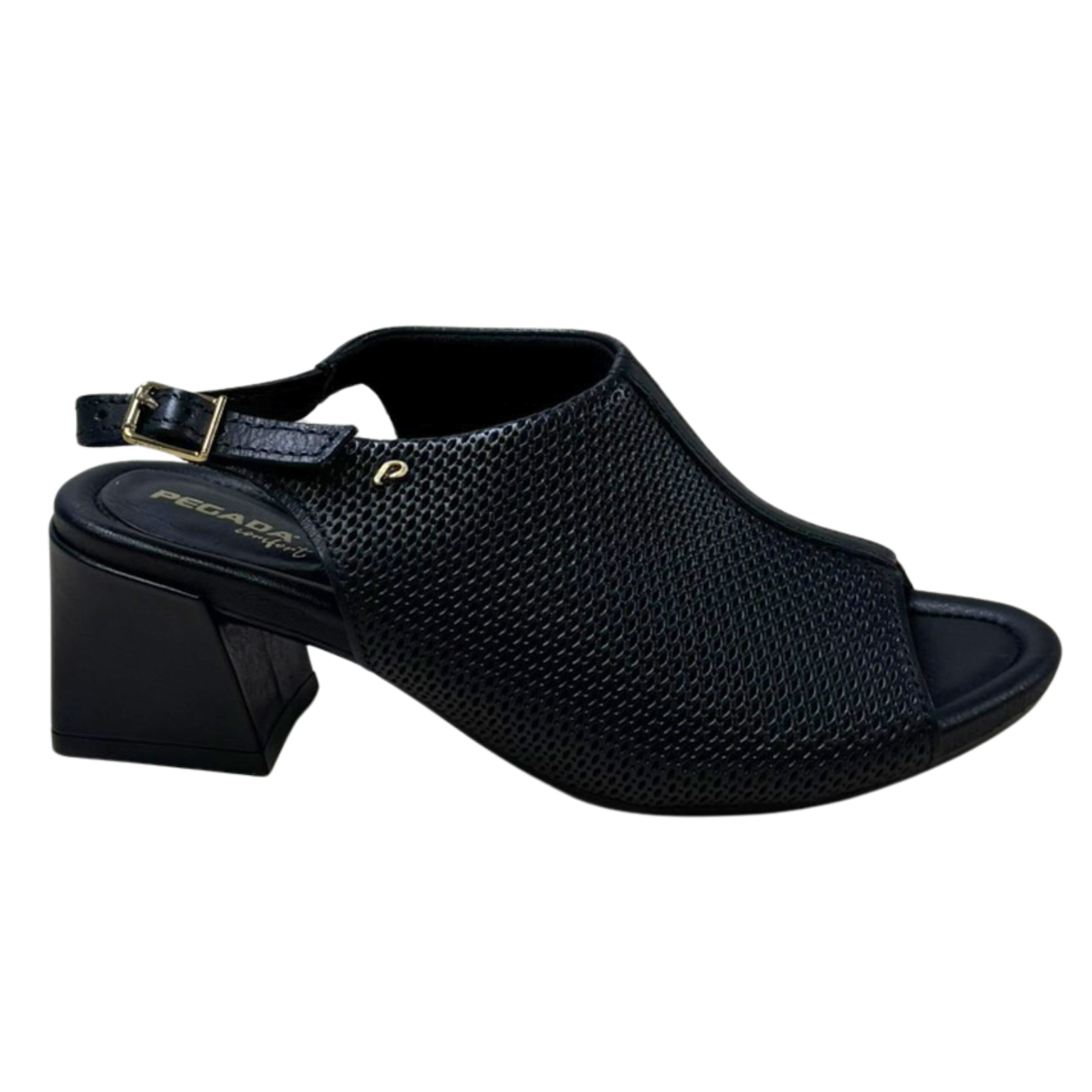 Sandália Pegada 234305-03 Couro Natural Stretch Preto
