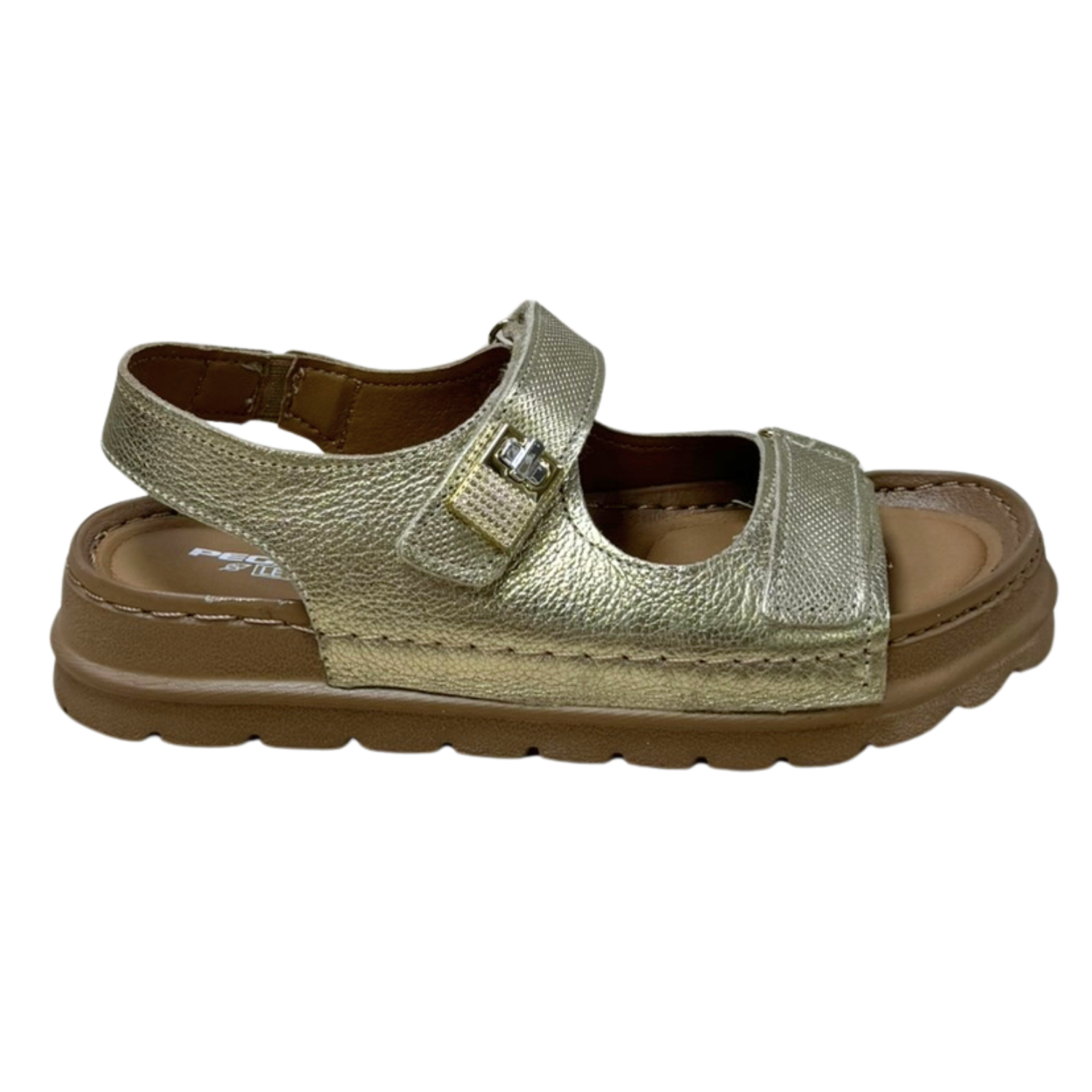 Sandália Pegada 234704-04 Couro Natural Burnished Ouro