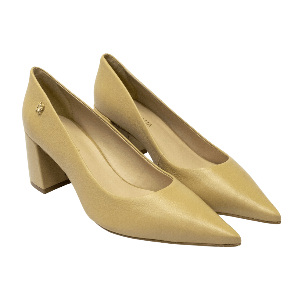 Sapato Luz da Lua 60330001 Scarpin em Couro Natural Saara