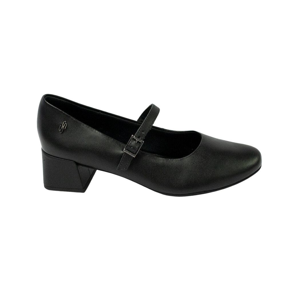 Sapato Usaflex AG1625 Modelo Boneca em Couro Natural Preto