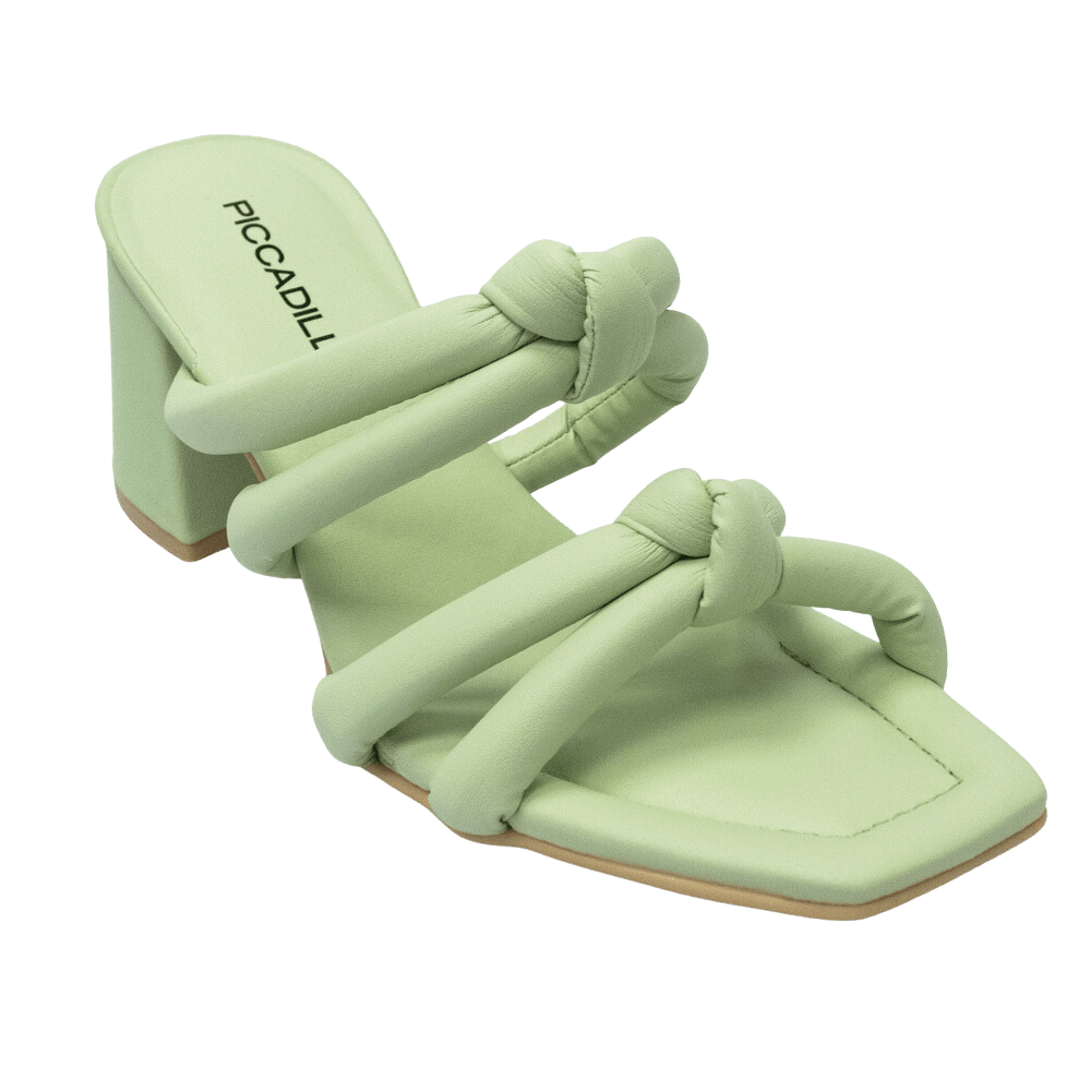 Tamanco Piccadilly 626022-8 Derby Soft com salto Bloco Verde Claro