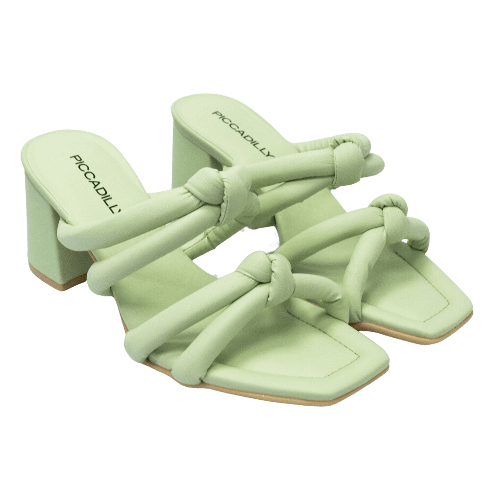 Tamanco Piccadilly 626022-8 Derby Soft com salto Bloco Verde Claro