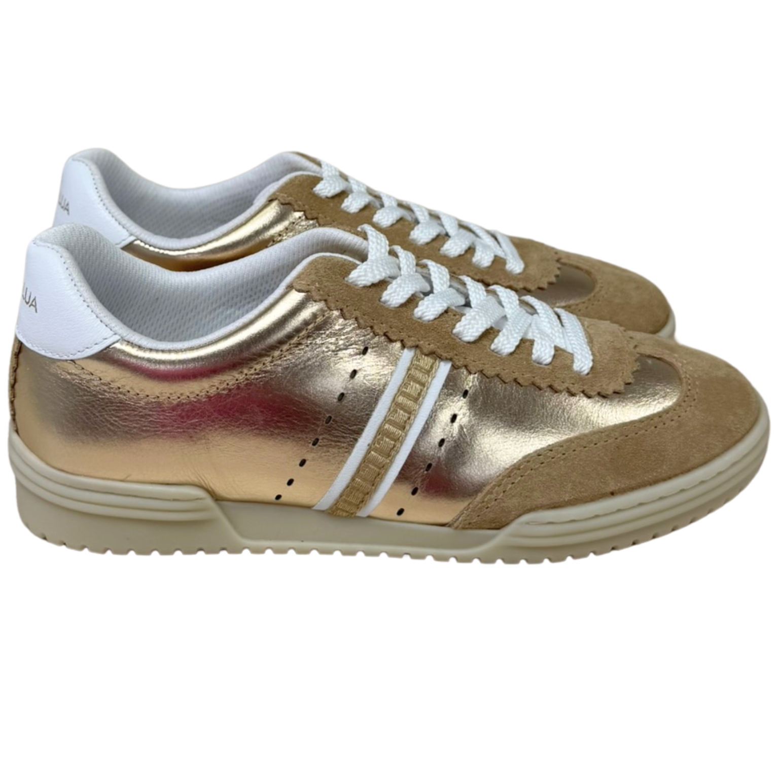 Tênis Luz da Lua 60780002 Couro Natural Dourado Islen Calçados