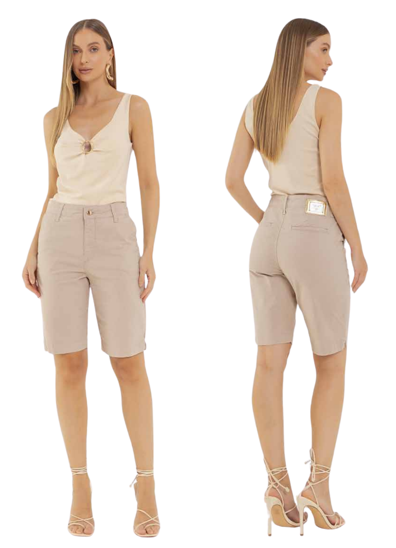 Bermuda Visual 170200 Feminina Jeans Mocha Caramelo