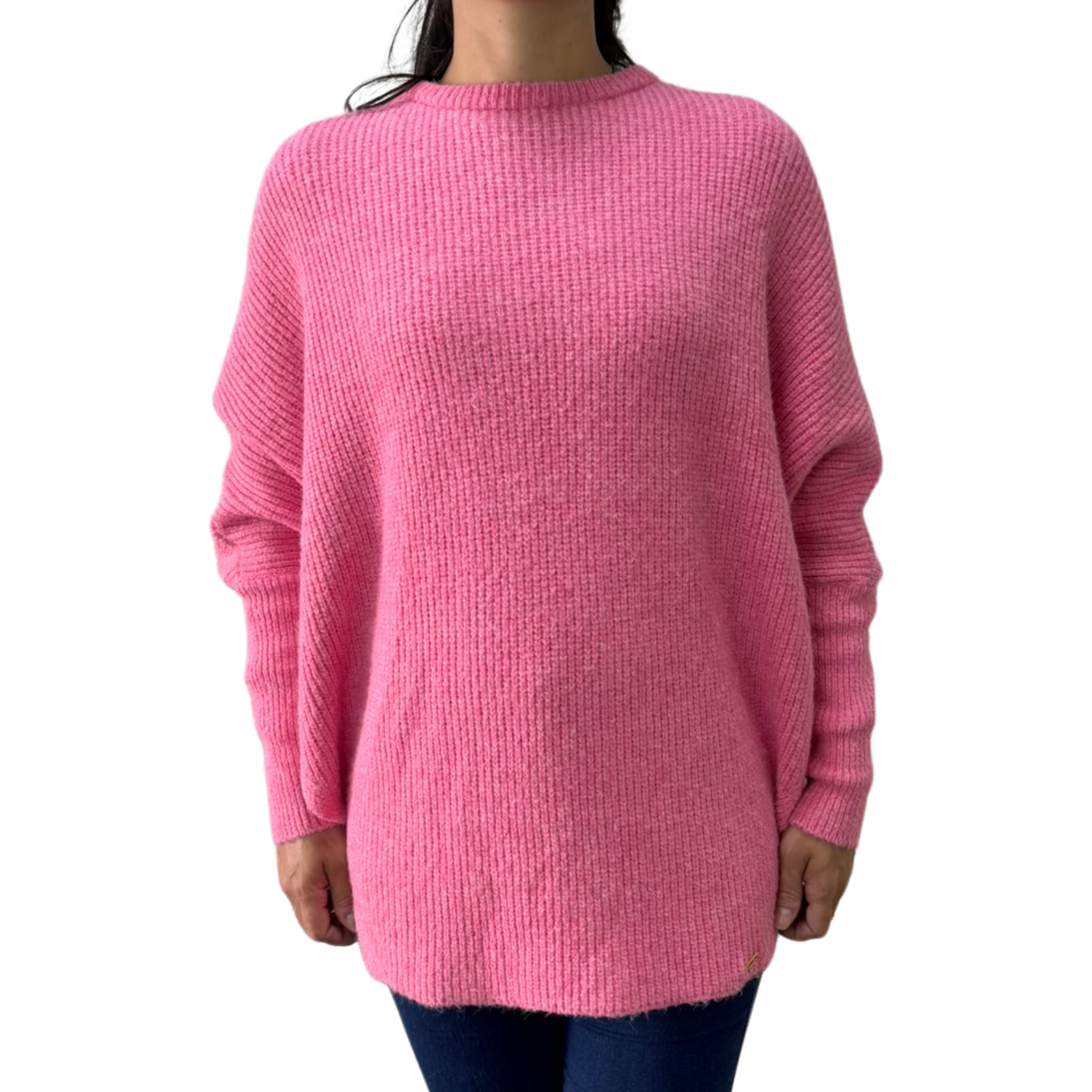 Blusa Anselmi 19050 Maxi Pull com gola Rosa