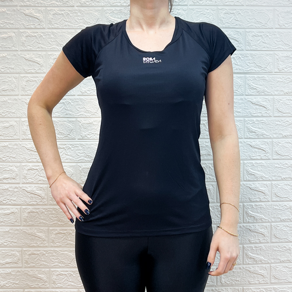 Blusa Rosa Tatuada 8857 15877 T-Shirt Fitness Square Preto