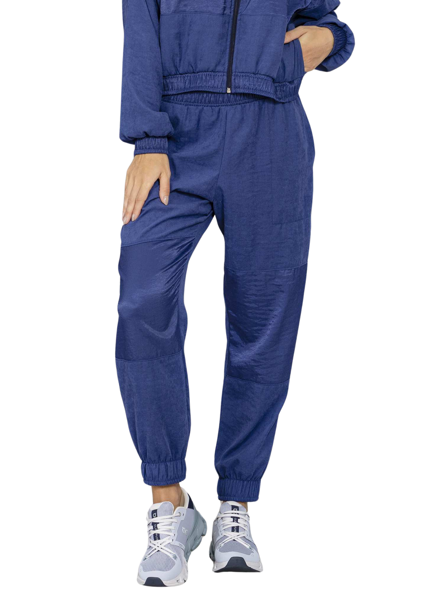 Calça Run More 05328 Jogger tecido peach Azul Marinho