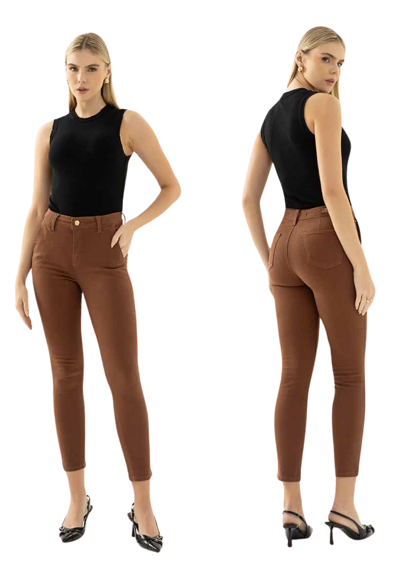 Calça Visual 103093 Midi Feminina Café